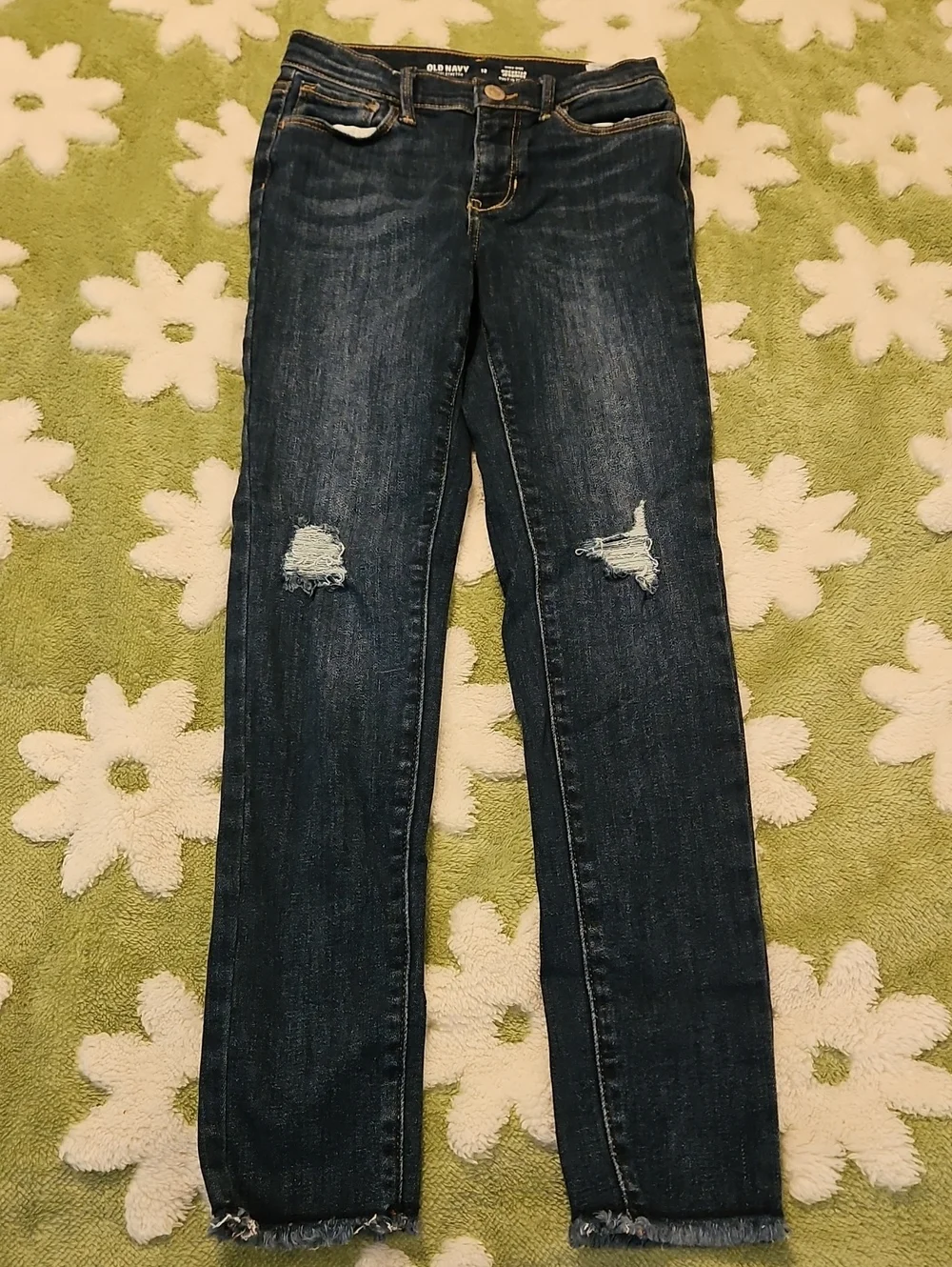 Old Navy Women's Dark Indigo Distressed Skinny Jeans